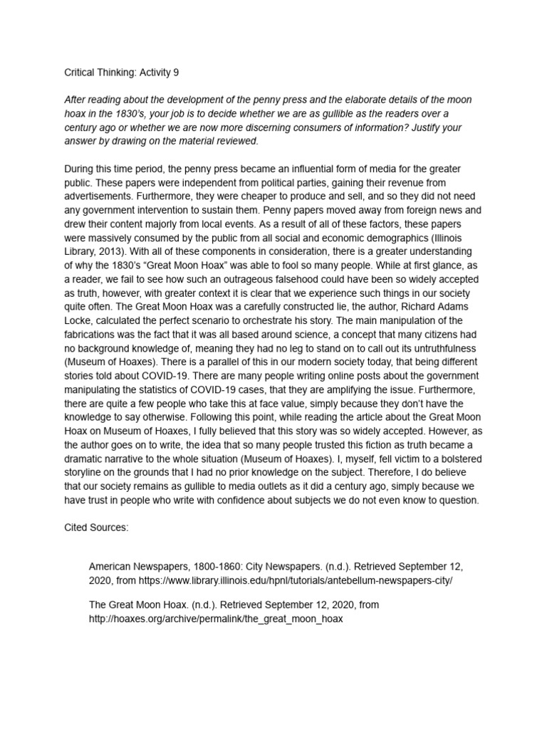 Critical thinking activity 9 pdf knowledge mass media