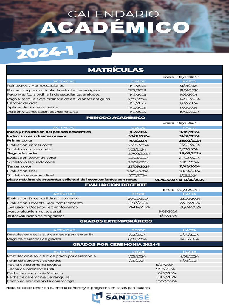 Calendario Academico 2024 1 | PDF
