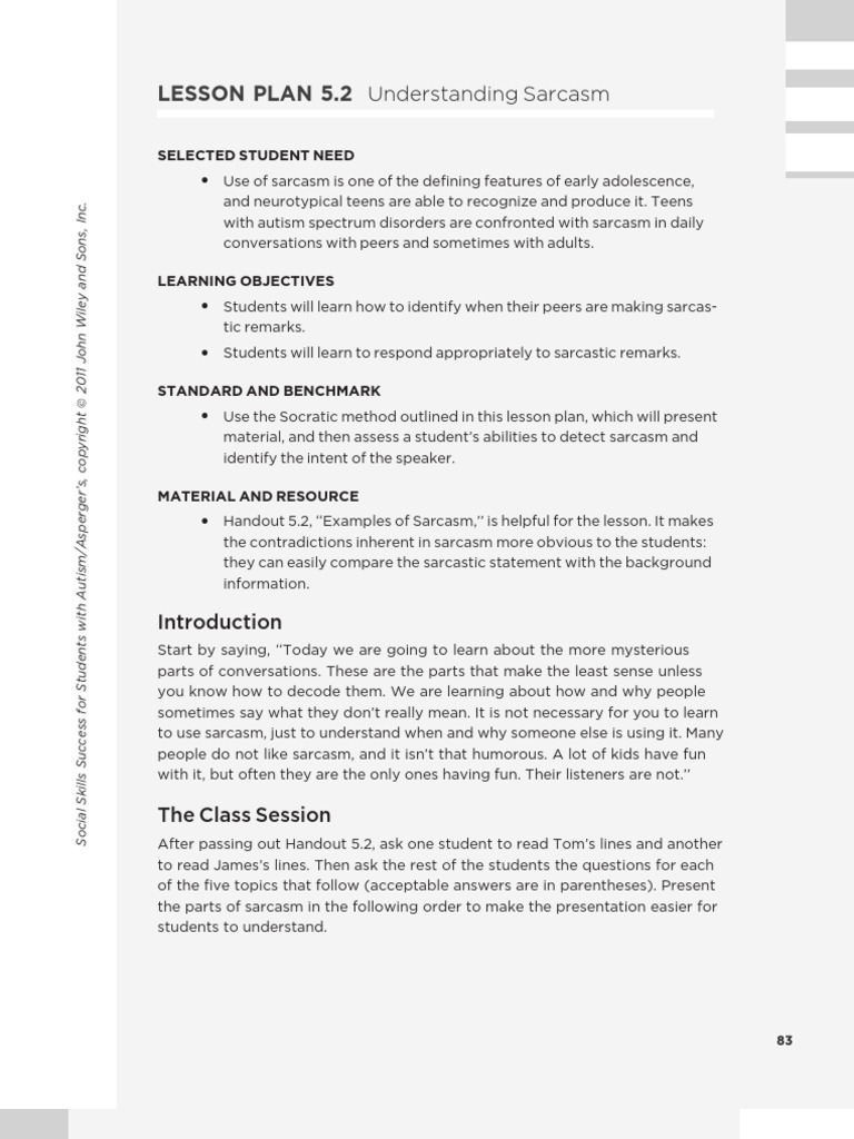 Excerpt From Social Skills Success For Students With Autism / Asperger ...