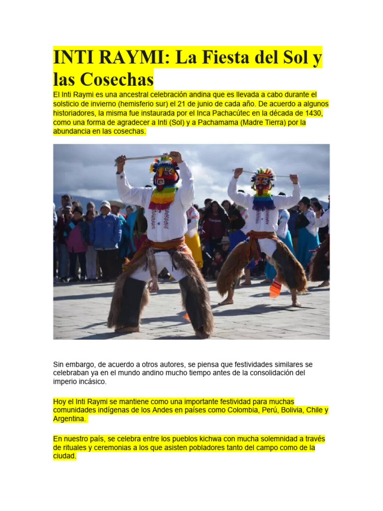 Inti Raymi | PDF | Imperio Inca