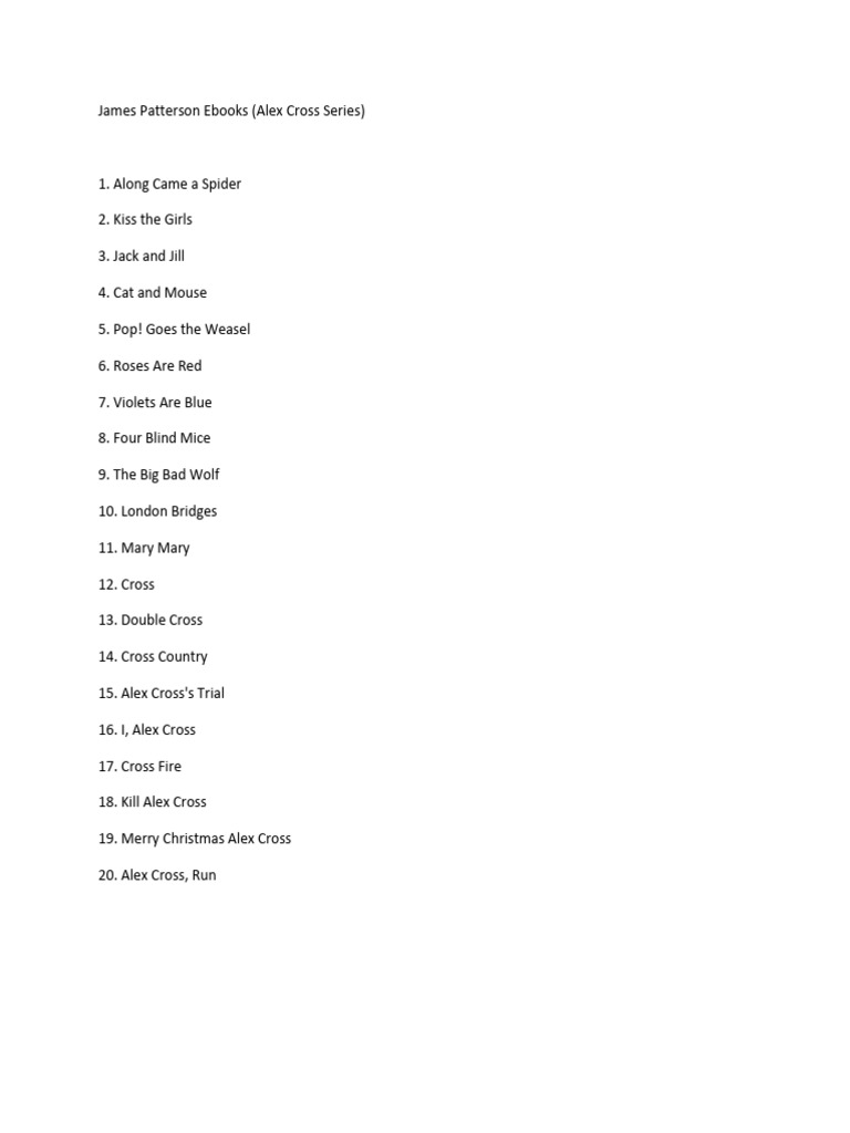 James Patterson Ebooks List | PDF | Sports & Recreation