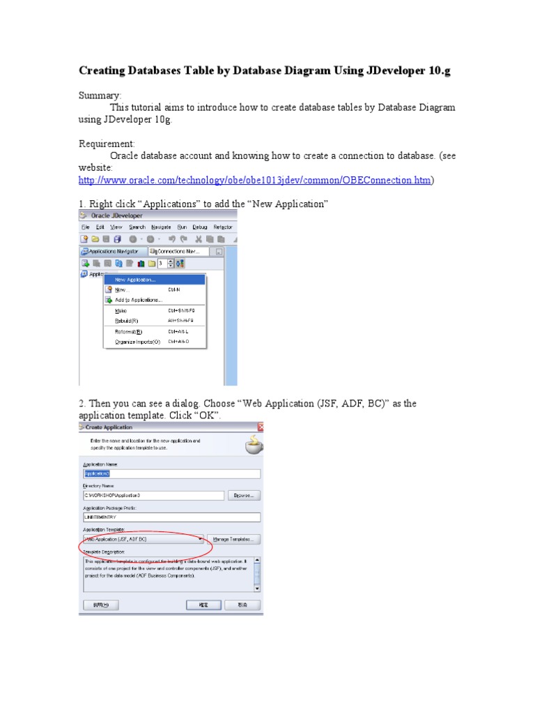 Creating Databases Table by Database Diagram Using Jdeveloper 10.G ...