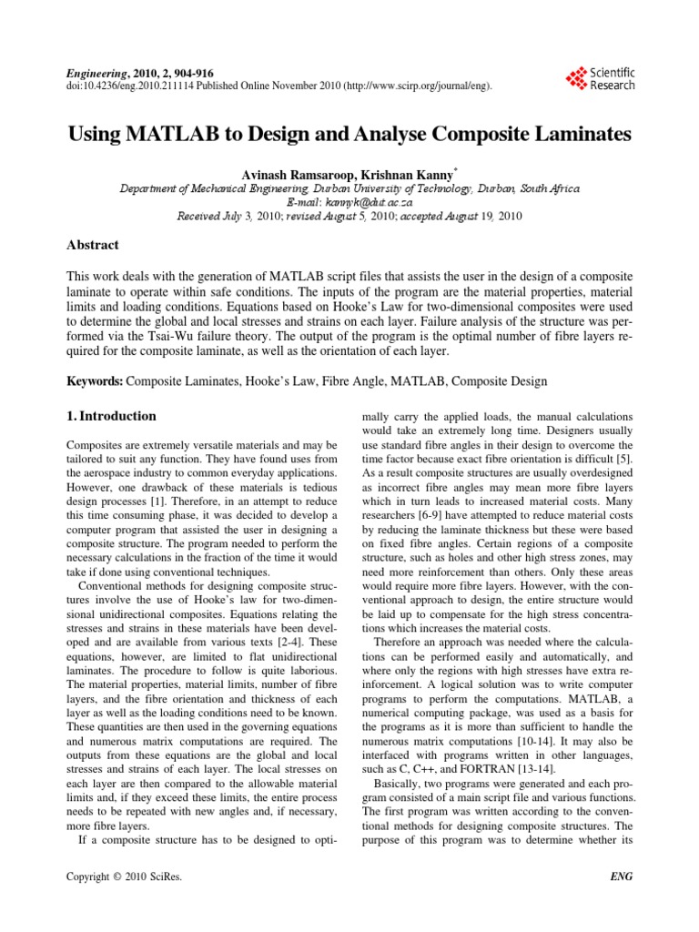 Composite Materials Matlab PDF Composite Material Stress (Mechanics)