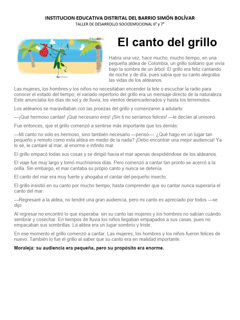 El canto del grillo y su importancia | PDF