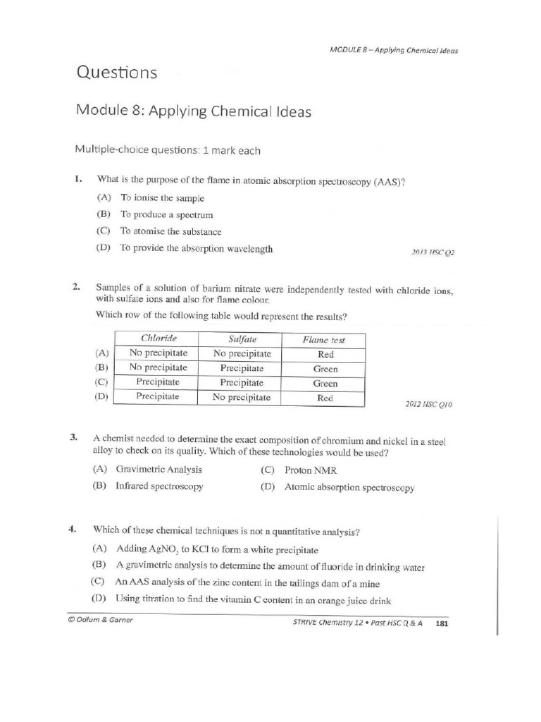 Strive Book Module 8 Chemistry Questions Compress | PDF