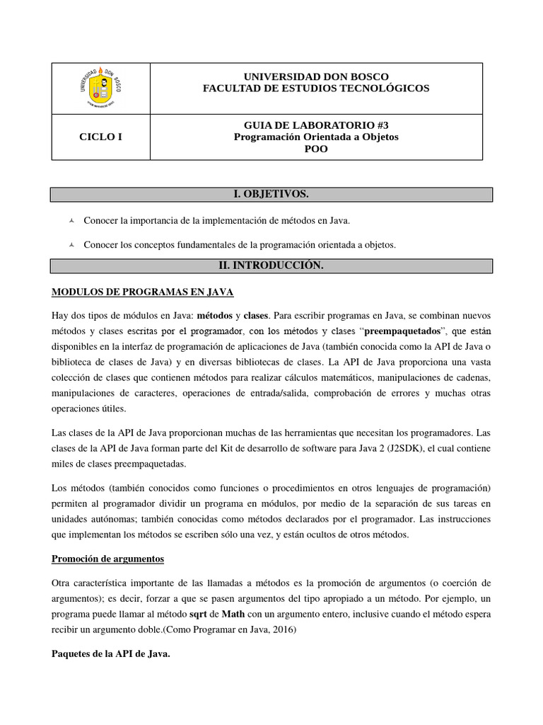 Guia 3 | PDF | Java (lenguaje de programación) | Objeto (informática)