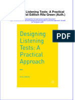 Textbook Designing Listening Tests A Practical Approach 1St Edition Rita Green Auth Ebook All Chapter PDF