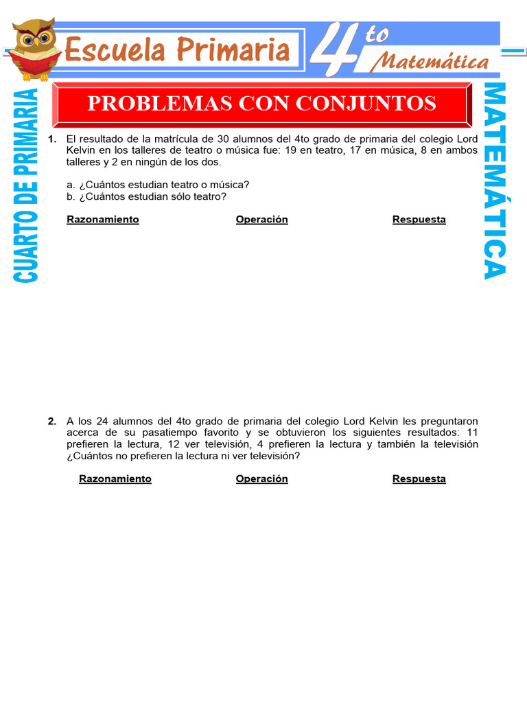 Problemas de Conjuntos para 4to Grado | PDF
