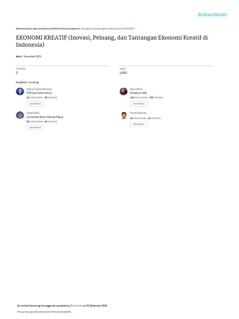 Inovasi dan Tantangan Ekonomi Kreatif | PDF