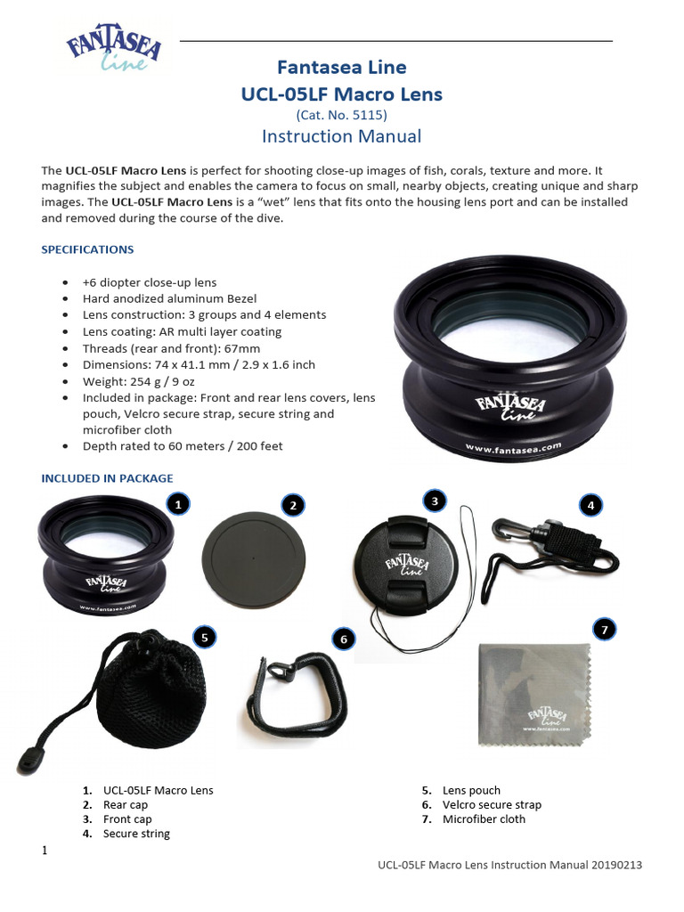 UCL-05LF Macro Lens User Manual | PDF | Macro Photography | Camera Lens