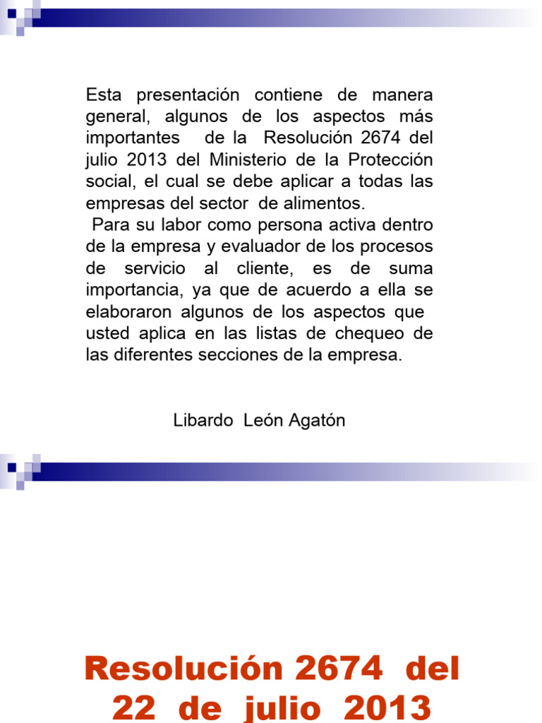 Importancia de la Resolución 2674 en Alimentos | PDF | Alimentos | Carne