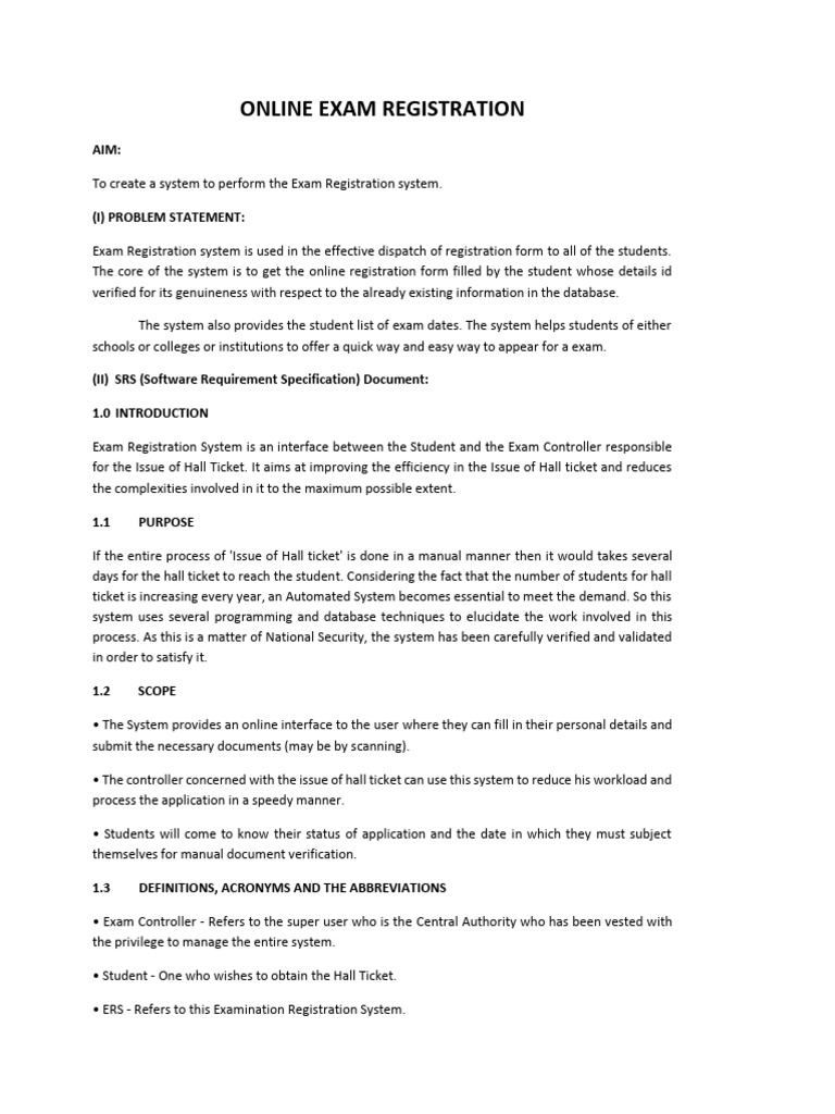 Online Exam Registration System Overview | PDF | World Wide Web ...
