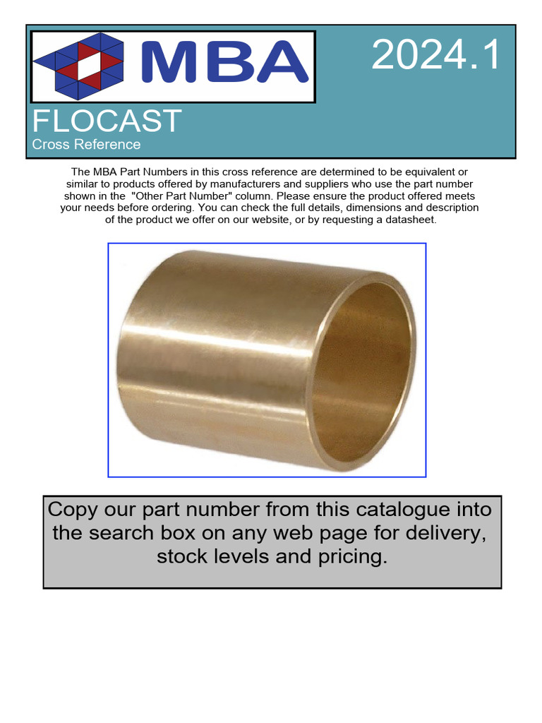 Flocast Bronze Bush Part Numbers | PDF