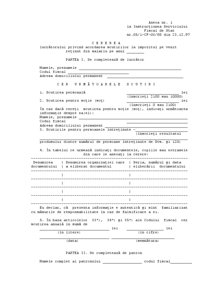 Scutiri Pe Venit Fisc - MD | PDF