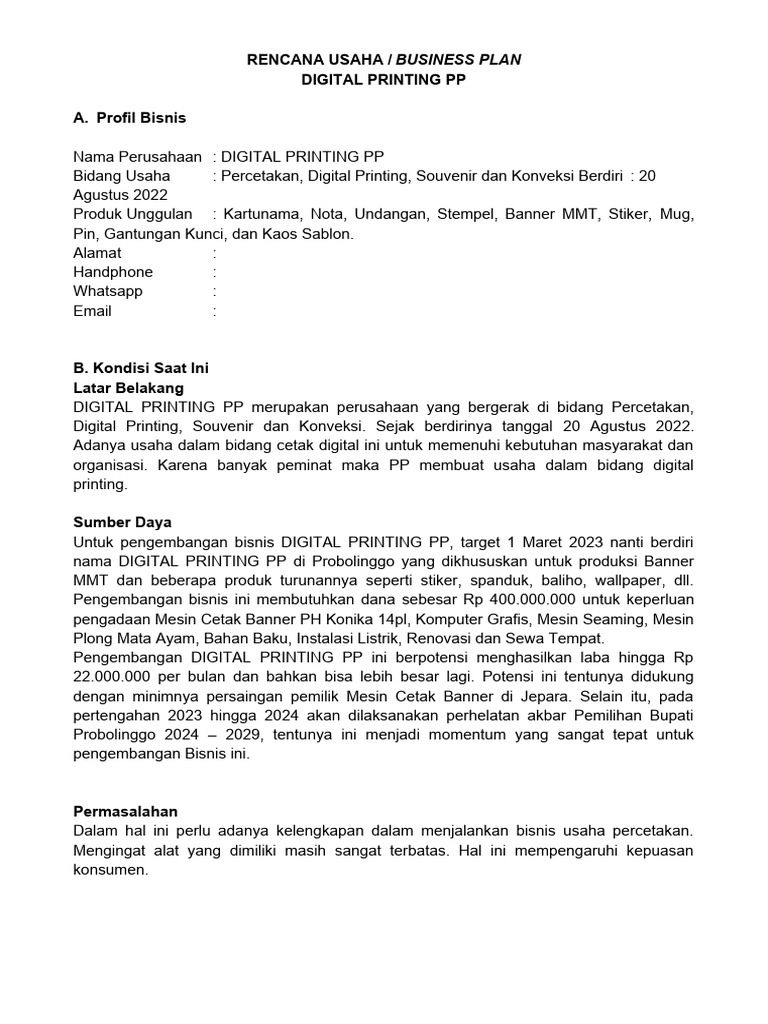 Rencana Bisnis Pdf