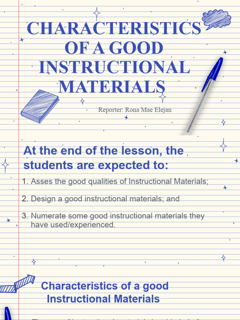 Lesson 3 Characteristics of A Good Instructional Materials Download