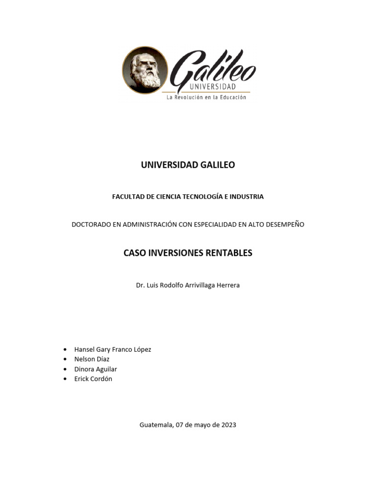 Caso Inversiones Rentables Final | PDF | Interés | Business