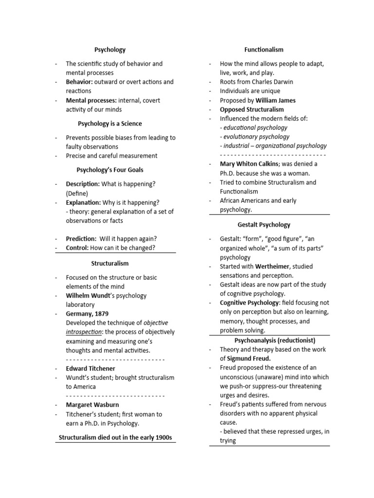 CHP 1 Notes Introduction To Psychology | PDF | Psychology | Experiment