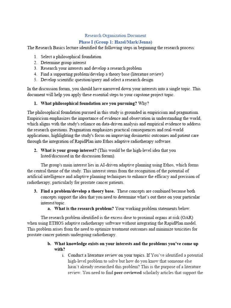 Group 1 Phase I Research Organization Document | PDF | Radiation ...