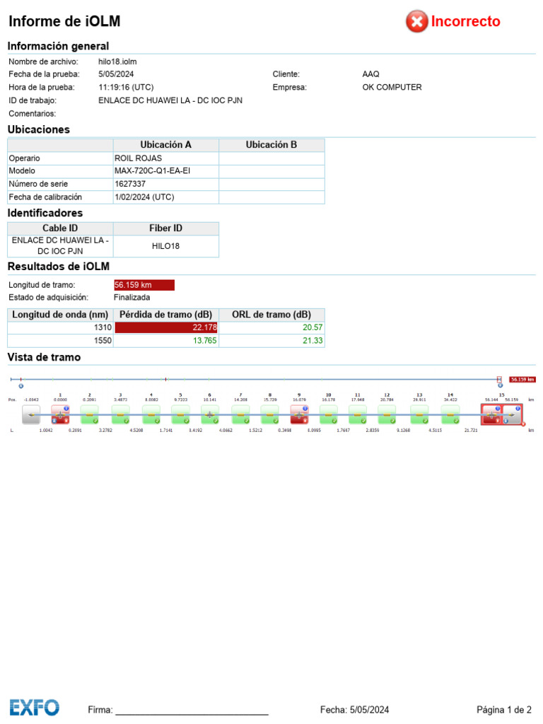 Informe de Prueba iOLM - Huawei DC | PDF | Ingenieria Eléctrica ...