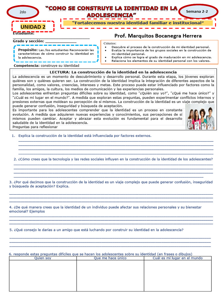 Construcción de la Identidad en Adolescencia | PDF | Adolescencia ...