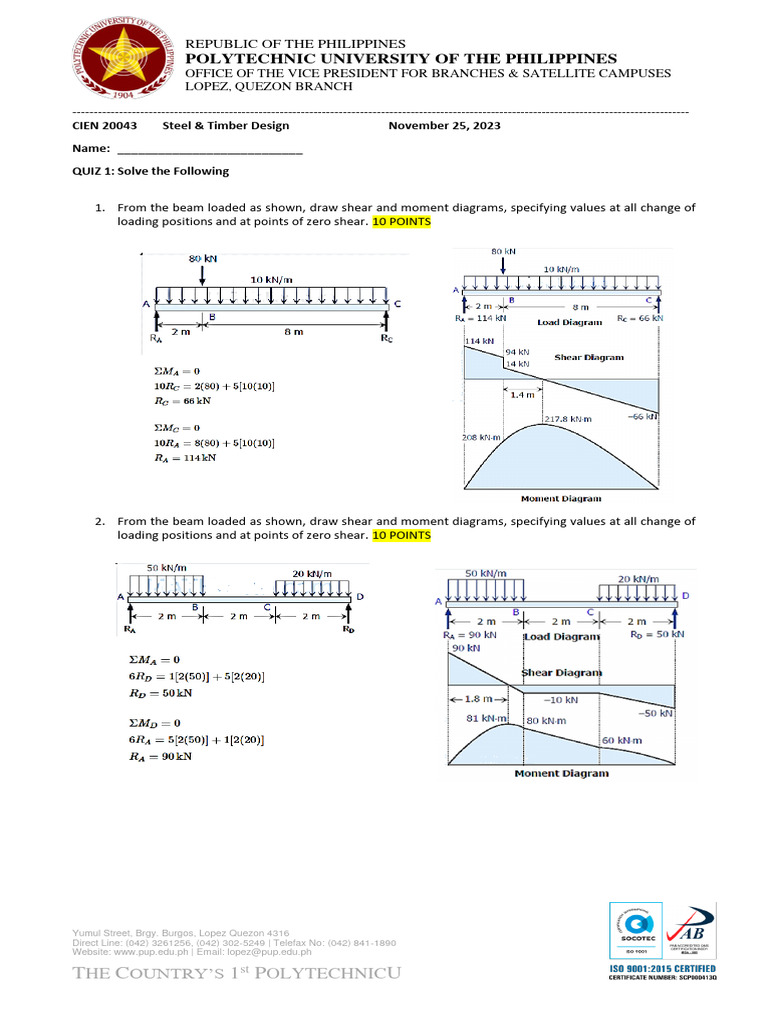 Quiz 1 KTC | PDF | Beam (Structure) | Bending