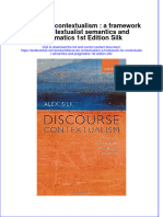 Textbook Discourse Contextualism A Framework For Contextualist Semantics and Pragmatics 1St Edition Silk Ebook All Chapter PDF