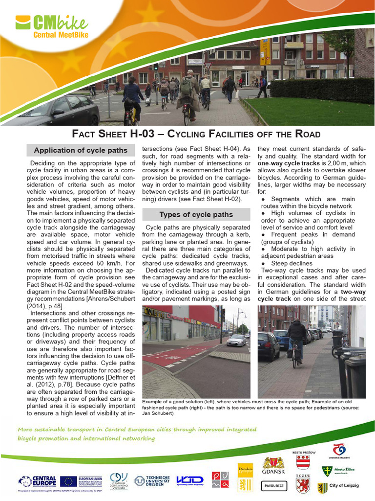 CMB-fact_sheet_H-03_Cycle-paths | PDF | Cycling Infrastructure | Sidewalk