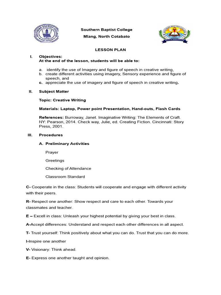 Creative Writing Lesson Plan Guide | PDF | Paradox | Experience