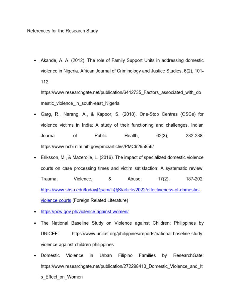 Research References On Domestic Violence Pdf