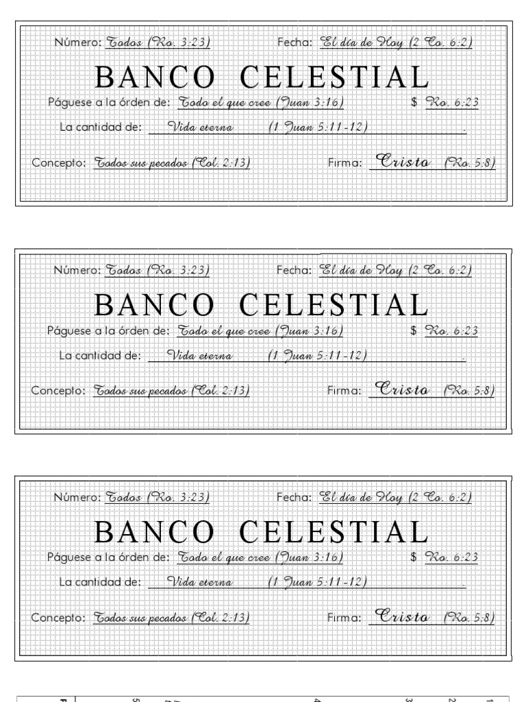 cheque celestial | Cristo (título) | Oración