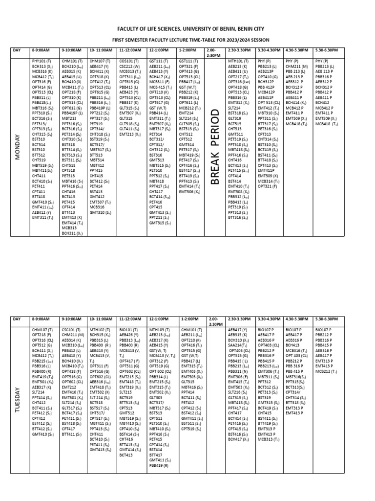 dr-nosa-faculty-of-life-sciences-first-semester-lecture-time-table-2022