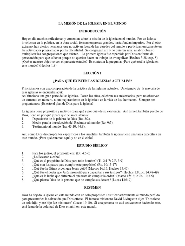 La Misión de La Iglesia en El Mundo | PDF | Evangelización | Iglesia ...