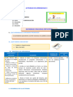 Refuerzo de Comunicacion Sesion Escribimos Oraciones (Refuerzo)