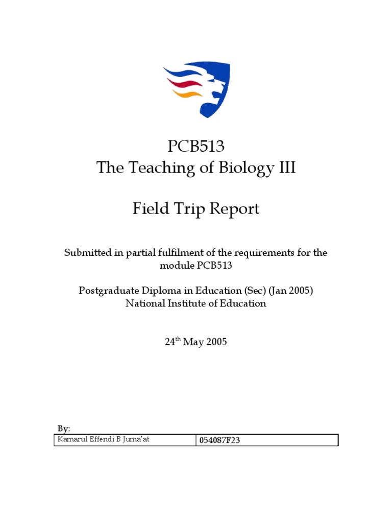 Teaching of Biology Field Trip Report PDF Root Agriculture