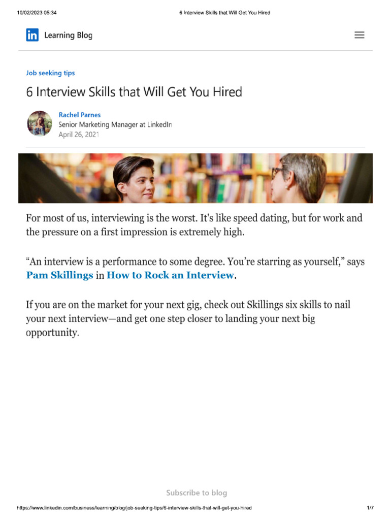 6 Interviews Skill That Will Get You Hired PDF