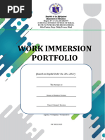 WORK IMMERSION PORTFOLIO Based On DepEd