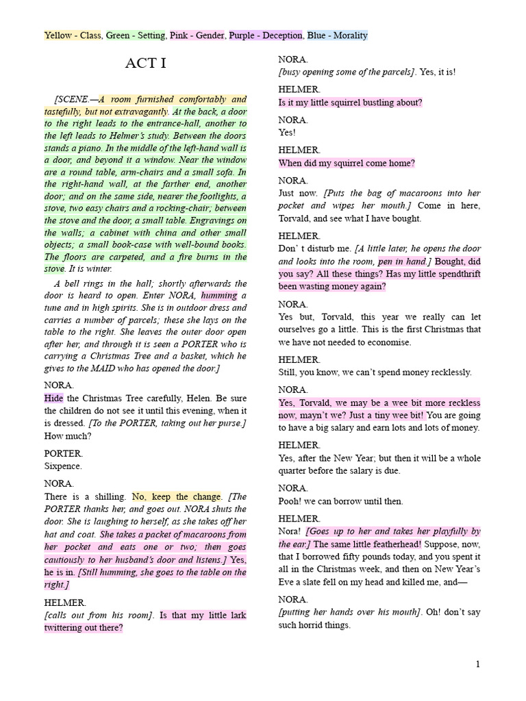 Nora's Christmas Preparations in Act I | PDF | A Doll's House