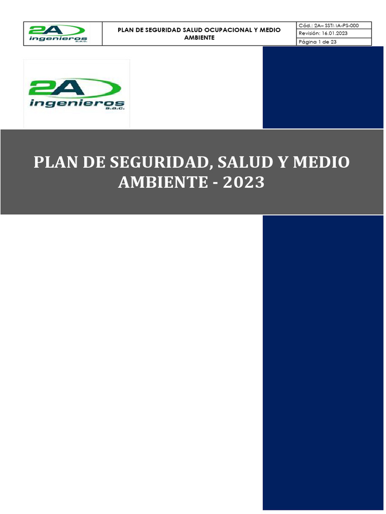 2a-Plan de Seguridad 2023 | PDF | Seguridad y salud ocupacional | Valores