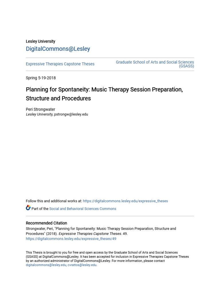 Music Therapy Session Planning Guide | PDF | Psychotherapy | Therapy