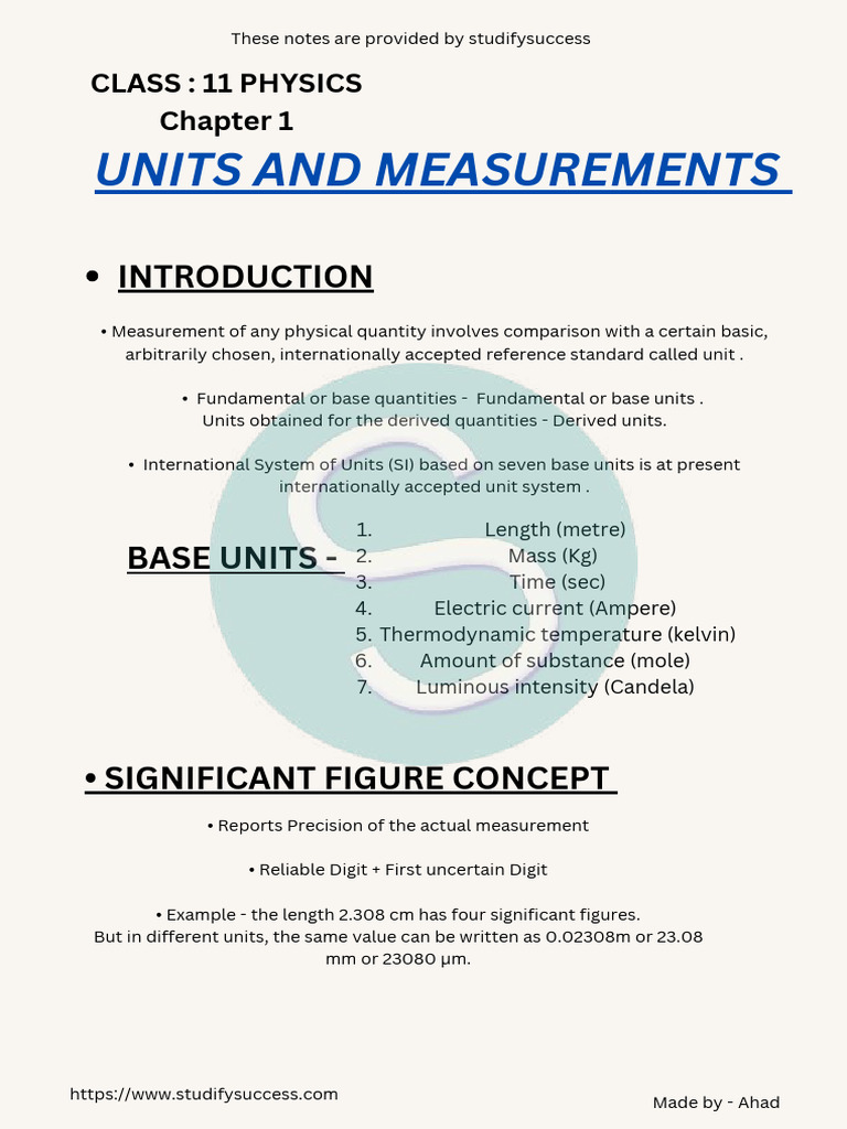 Physics 11: Units and Significant Figures | PDF | Significant Figures ...
