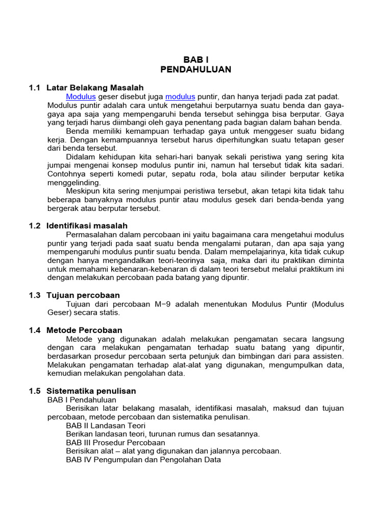 Modulus Puntir: Konsep dan Percobaan | PDF