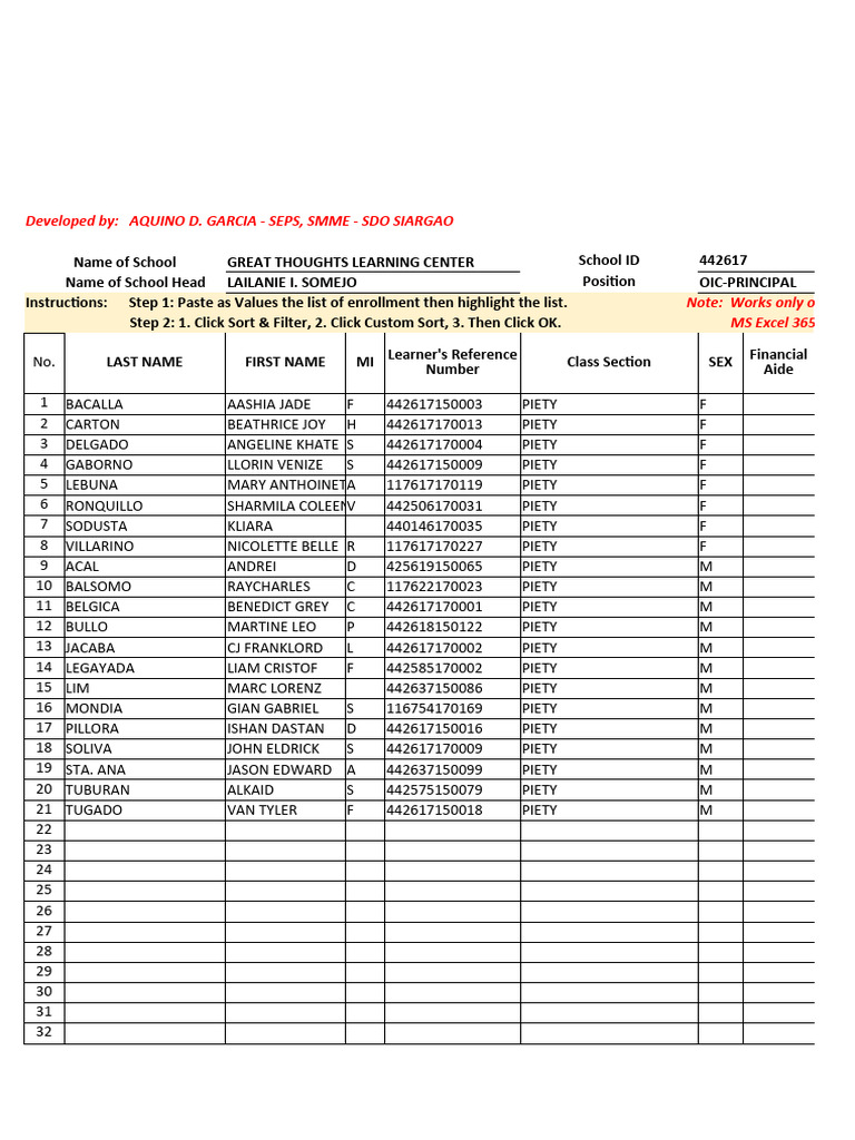 NATG6 Stratified Sampling Template | PDF