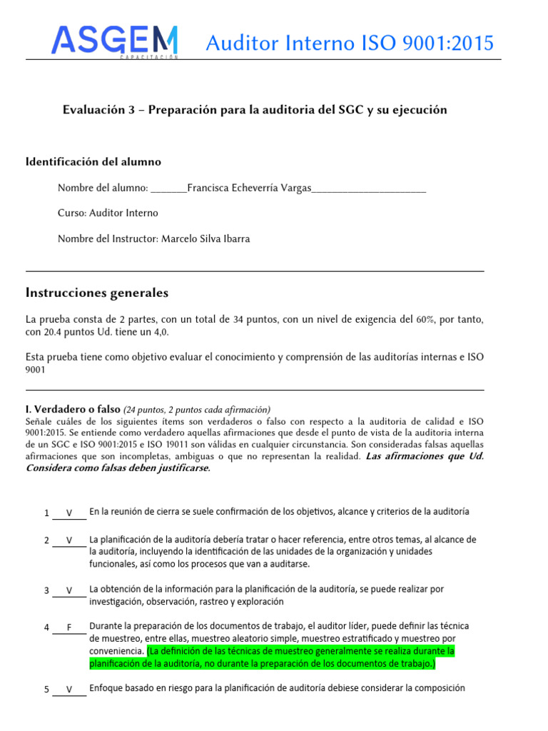 Evaluación de Auditorías Internas ISO 9001 | PDF | Auditoría | Contralor