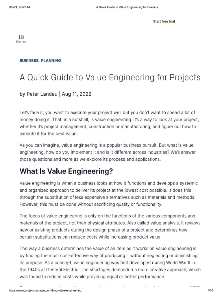 Value Engineering Main | PDF