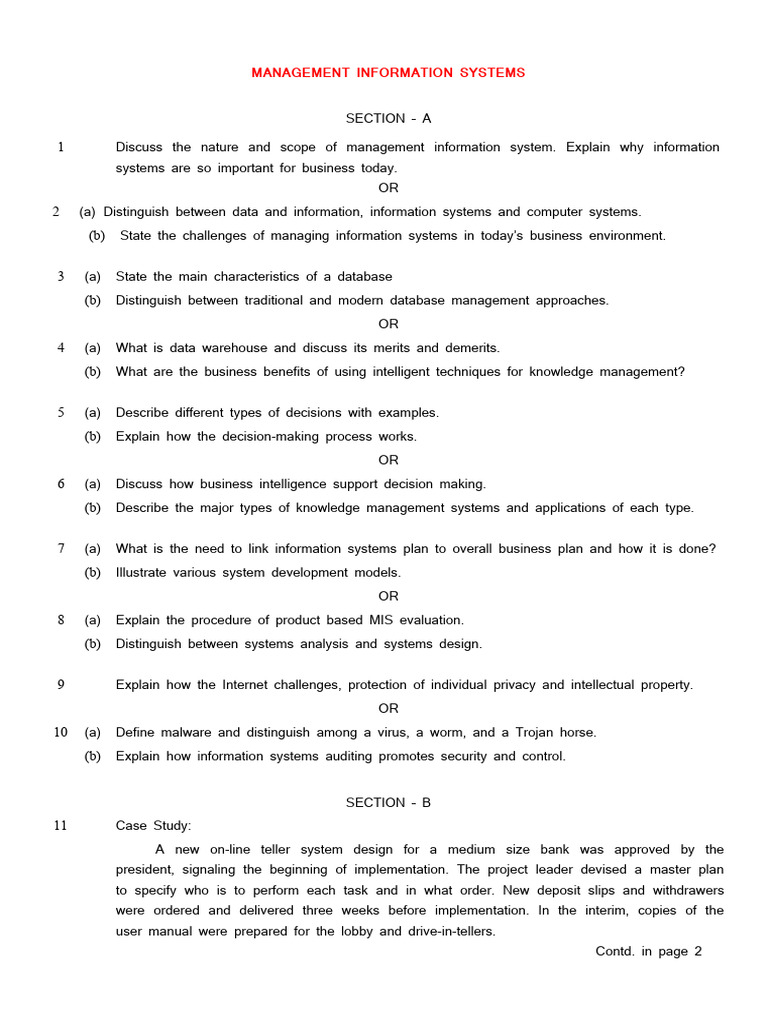 MIS Question For Exams | PDF | Business Intelligence | Software ...