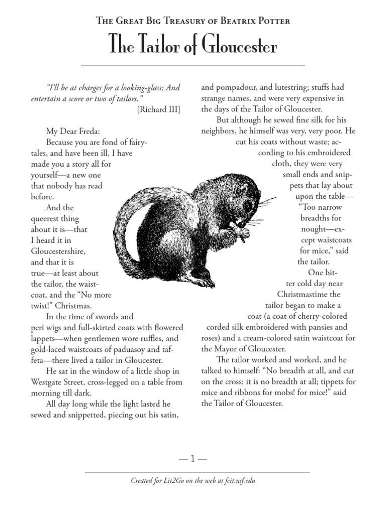 Peter Rabbit and Other Stories 006 The Tailor of Gloucester | PDF