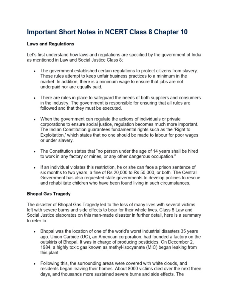 Important Short Notes in NCERT Class 8 Chapter 10 | Download Free PDF ...
