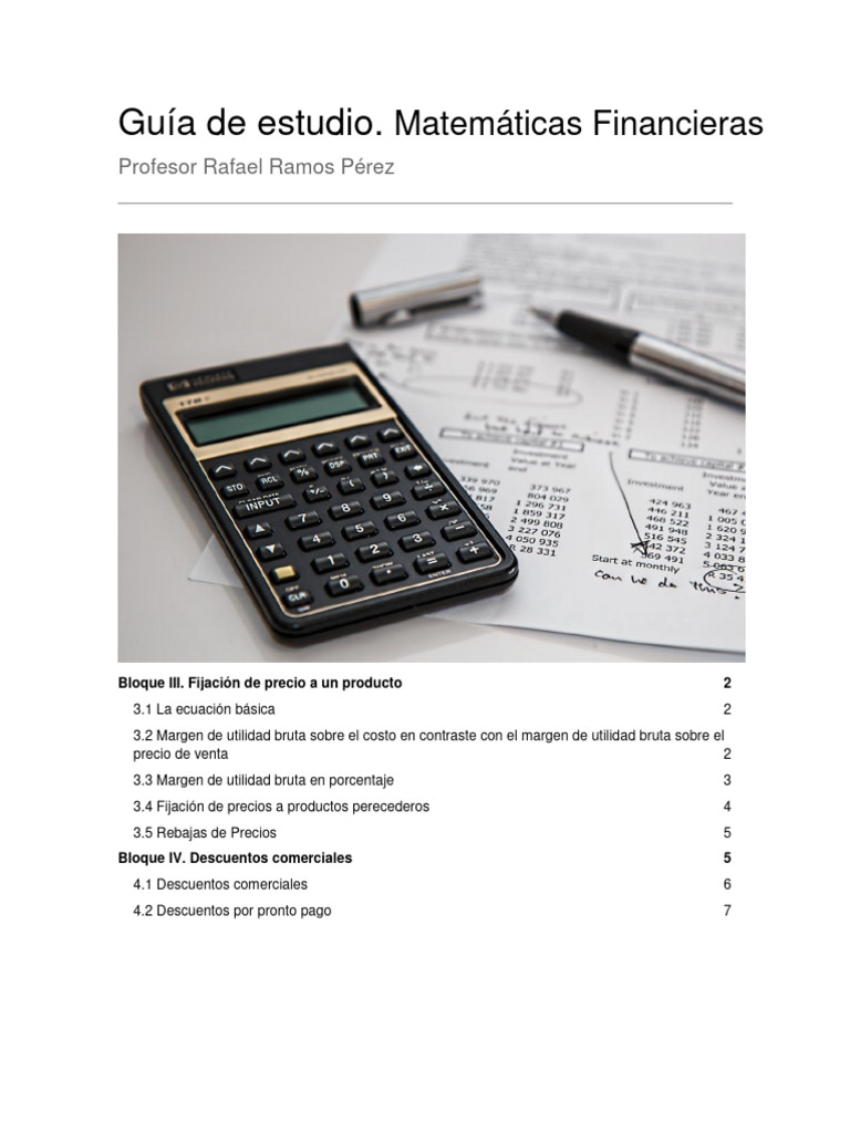 Guía de Estudio.: Matemáticas Financieras | PDF | Ecuaciones | Bancos