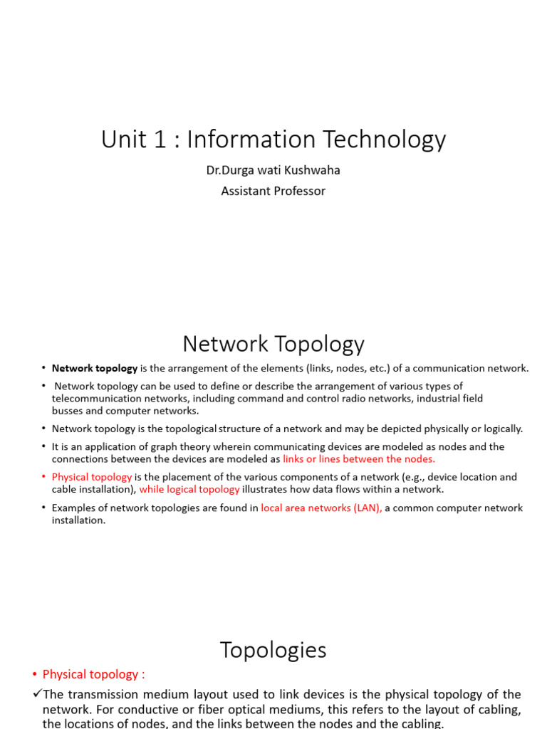 Unit 1 Information Technology | PDF | Network Topology | Duplex ...
